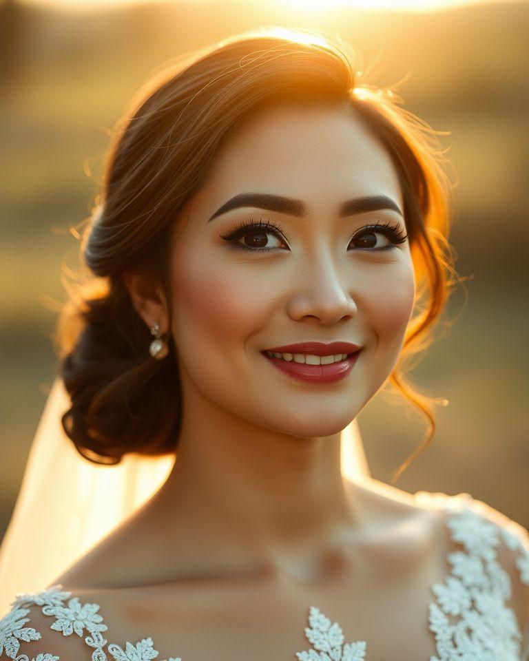 Bridal lash styling on the wedding morning