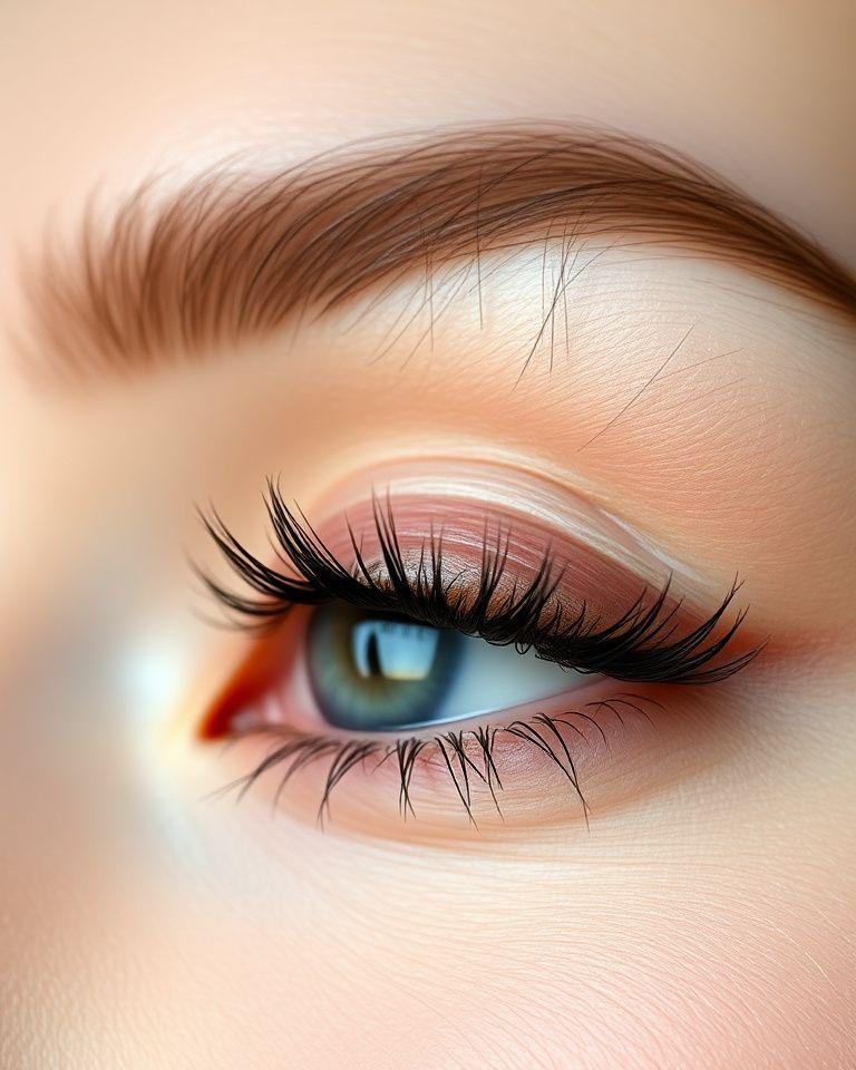 Result of a Korean lash lift with tint, eyes open and lifted