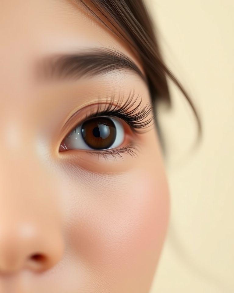 Guest with a natural classic lash set, close-up